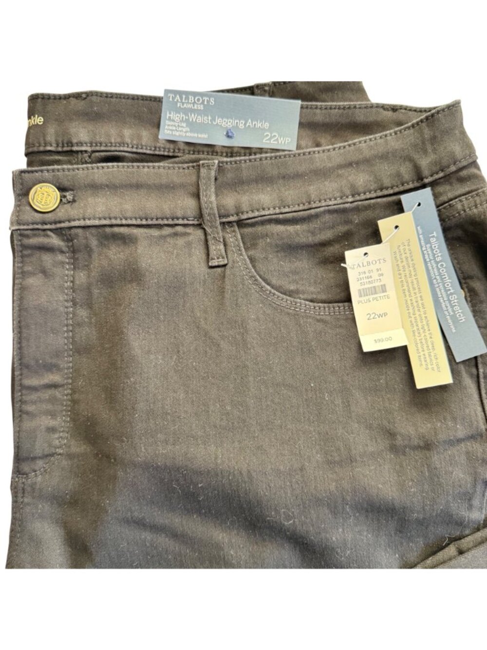 Talbots Womens High-Waist Jegging Ankle Black Plus 22WP Petite Cotton Blend New - Picture 16 of 16